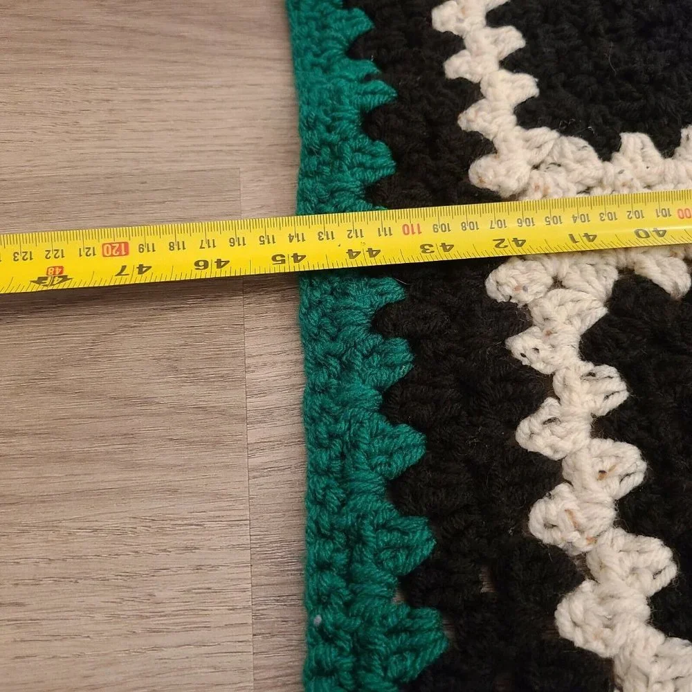 Vintage Multicolor Crochet Squares Afghan Blanket 47